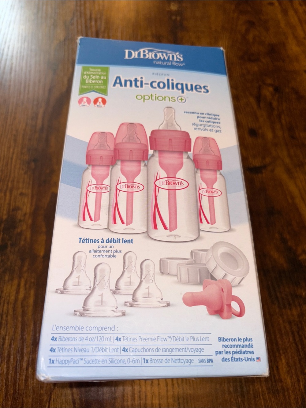 Dr. Brown's Anti-Colic Options+ 4oz Breast to Bottle Feeding Set - Pink  NWT